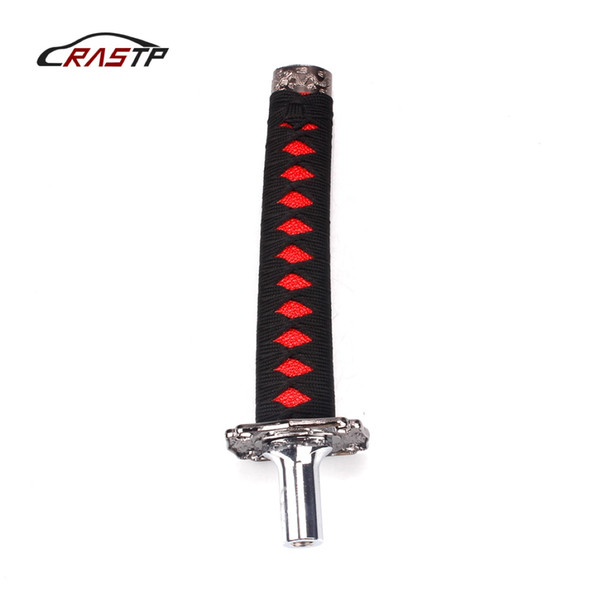 RASTP-Universal Samurai Sword Shift Knob Shifter 205mm Metal Weighted Sport Katana Shift Knob For Most Car Black RS-SFN026