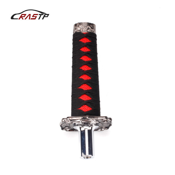 RASTP-Universal Samurai Sword Shift Knob Shifter 155mm Metal Weighted Sport Katana Shift Knob For Most Car Black RS-SFN026