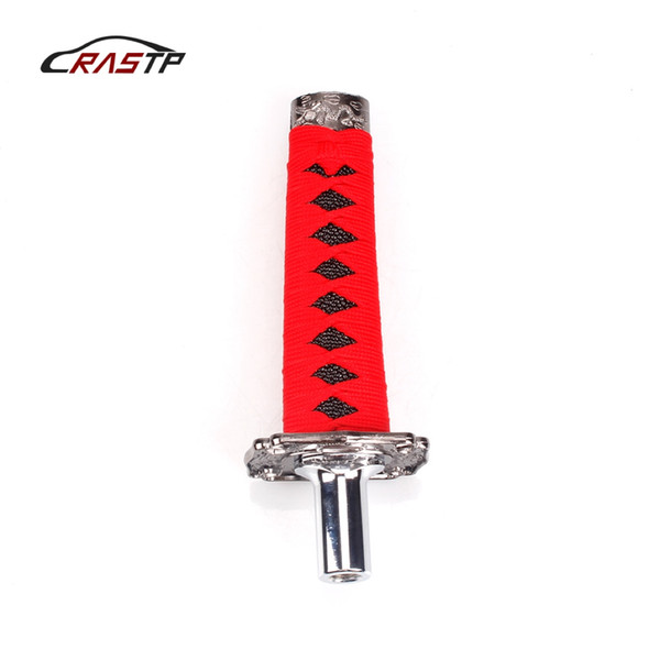 RASTP-Universal Racing Car Accessories Katana Shift Lever 155mm Chrome Samurai Sword Handle Gear Shift Knob for Honda Red RS-SFN026