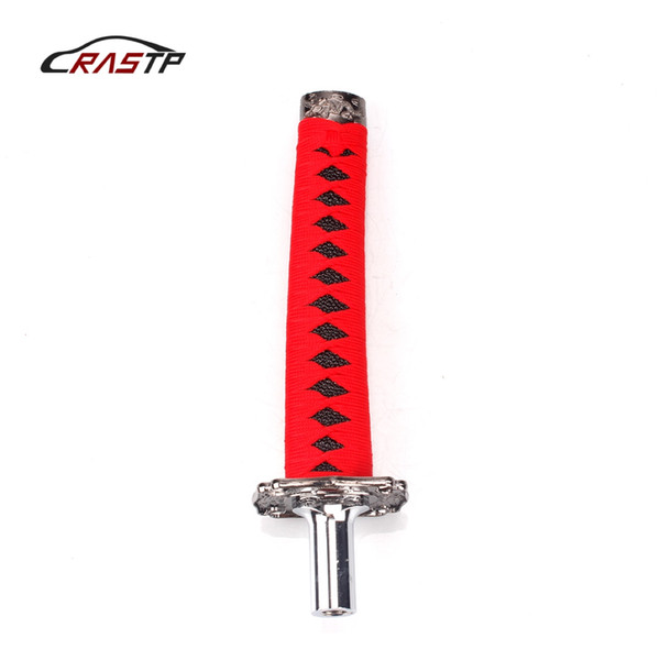 RASTP-Universal Racing Car Accessories Katana Shift Lever 205mm Chrome Samurai Sword Handle Gear Shift Knob for Honda Red RS-SFN026