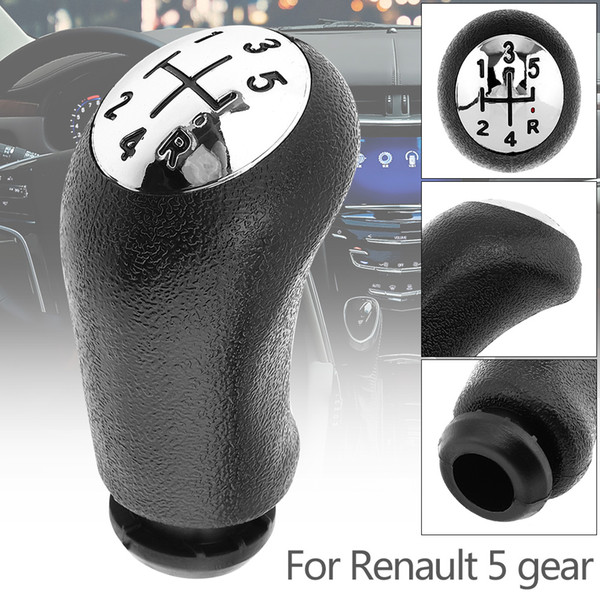 Black ABS Plastic + Chrome Car Manual Gear Shift Handball Knob for Renault CLIO MK3 3 III Megane MK2 Scenic MK2 / 5 Gear Models CIA_30D