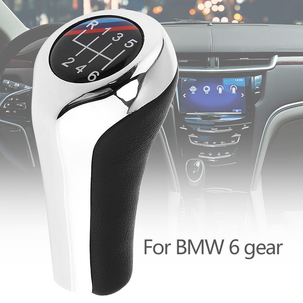 6 Speed ABS Plastic + Leather Chrome Silver Manual Car Gear Shift HandBall Knob for BMW 1 / 3 / 5 / 6 Series CIA_304