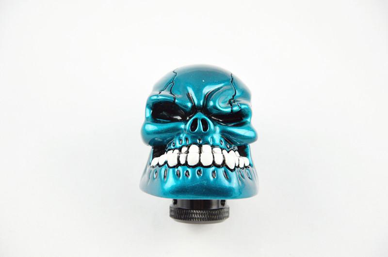 Universal Shift Knob Manual Gear stick Shift Shifter Lever Knob Wicked Carved Skull refit Decoration Blue Gear Stick