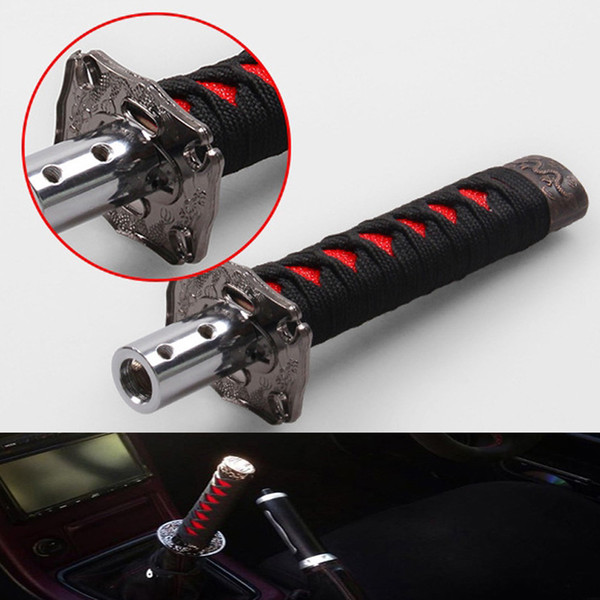 8/9.5/10/12mm Adapter 2018 Black & Red Universal Car Metal JDM Samurai Sword Gear Shift Knob Shifter Fit For Audi BMW VW Honda Toyota Skoda