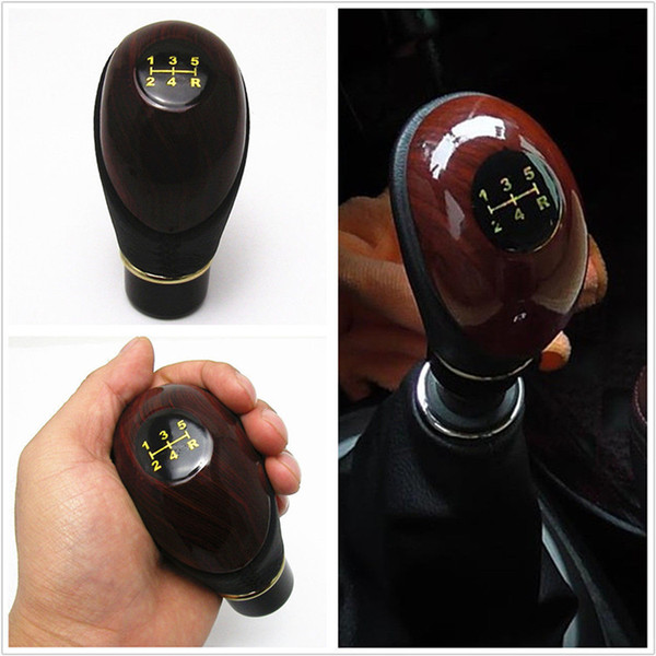 Universal Car SUV Manual 5 Speed Gear Stick Shift Knob Cover Handle Shifter Lever Mahogany