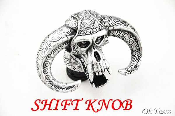 Free shipping Universal Yak Cow/ Bull Ox Head Wicked Skull Head Evil Stick Shift Knob Shifter Silver/Bronze