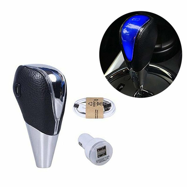 Black Leather Touch Motion Activated LED Light Auto Car Shift Knob Shifter Gear-Multicolor -Blue Lights