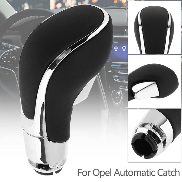 ABS Plastic + Leather Chromium Plating Silvery Car Automatic Transmission Gear Shift Shifter Lever Knob for Opel CIA_30E