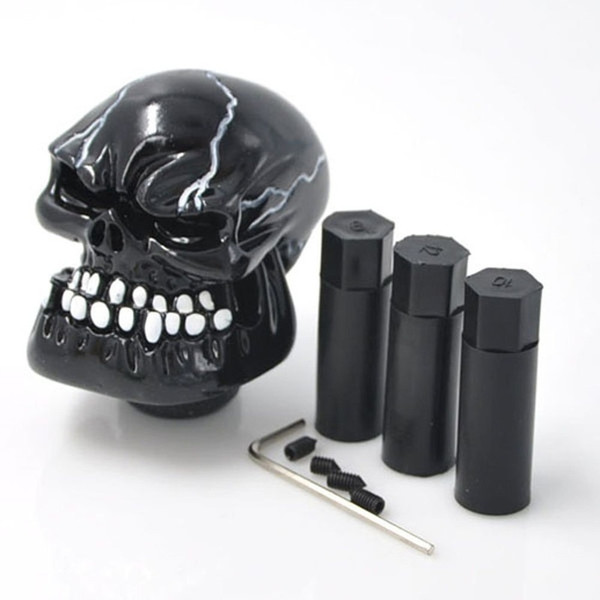 Black Carved Skull Car Gear Stick Shift Knob Handle Manual Operation Shifter Lever Resin Universal