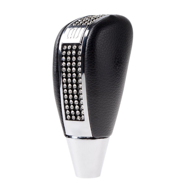 Diamond Style Leather Shift Knob Universal Manual Car Vehicle Interior Gear Shifter Lever Aluminum Black