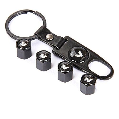 4Pcs/Lot Black Universal Wheel Tire Valve Stem Air Caps Covers with Keychain Accessories Decoration for Renault