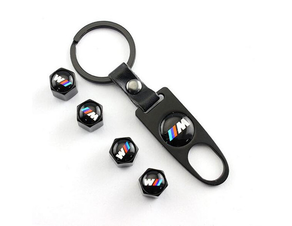 Car Styling Car Wheel Airtight Tire Stem Air Valve Cap for BMW M3 M5 M6 E46 E39 E60 E90 Tire Stem Air Dust Covers+Tool Wrench Keychain