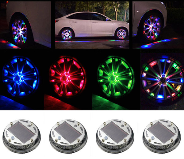 4pcs Car RGB Wheel Light 4 Modes 12 LED RGB Car Auto Solar Energy Flash Wheel Tire Light Lamp Decor Car Cover Styling