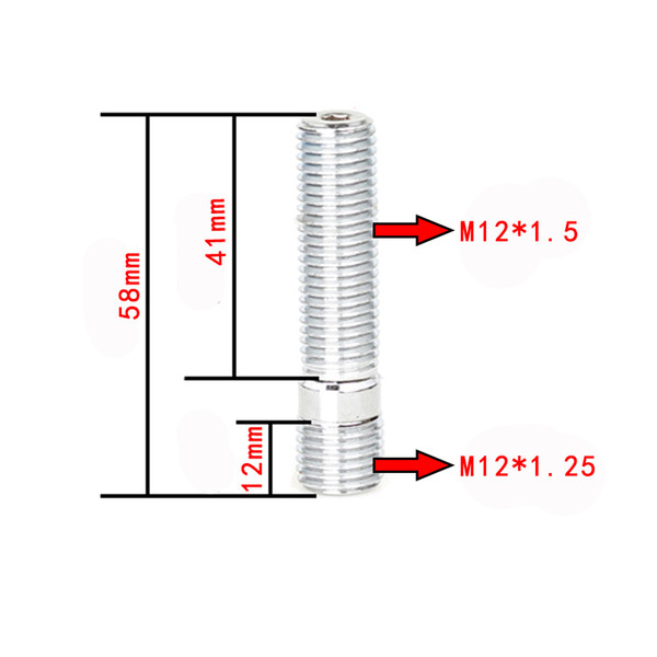 20PCS M12*1.25 TO M12*1.5 WHEEL STUD CONVERSION TALL LUG BOLTS TO STUDS 58MM