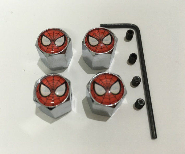 4pcs/set cool spider man pattern Metal Anti-theft Style Car Wheel Tire Valves Tyre Dust Caps for all car