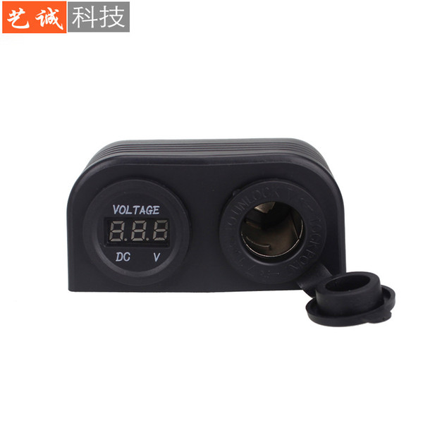 Tent Car Boat Modified Two-Hole Board Waterproof Digital Voltmeter Cigarette Lighter Female Socket Waterproof