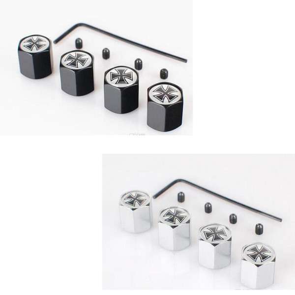 10pcs/lot Locking Silvery or Black Anti-Theft Dust Cap Tire valve caps With Car Logo + Badges With Plastic Box