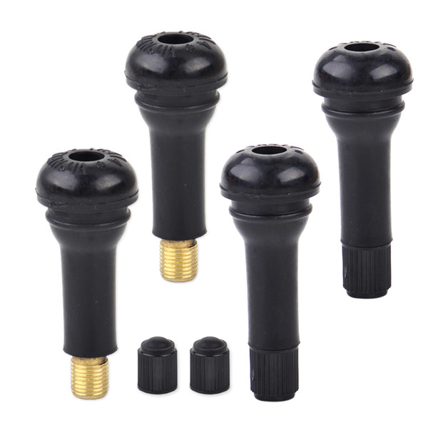 High Quality Car Auto TR414 Snap In Tire Valves Tyre Valve Tubeless Rubber Black Wheel Stem With Dust Caps For Truck Bike