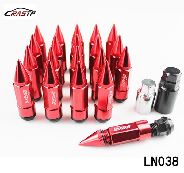 RASTP - M12x1.5 VOLKS RAYS Racing Composite Nut Anti Theft Alloy Aluminum Lock Wheel Lug Nut Bolt With Spikes RS-LN038