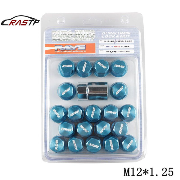 RASTP Racing Formula Wheel Lock Lug Nuts Aluminum Racing Car Length 35MM 12*1.25 Blue RS-LN005