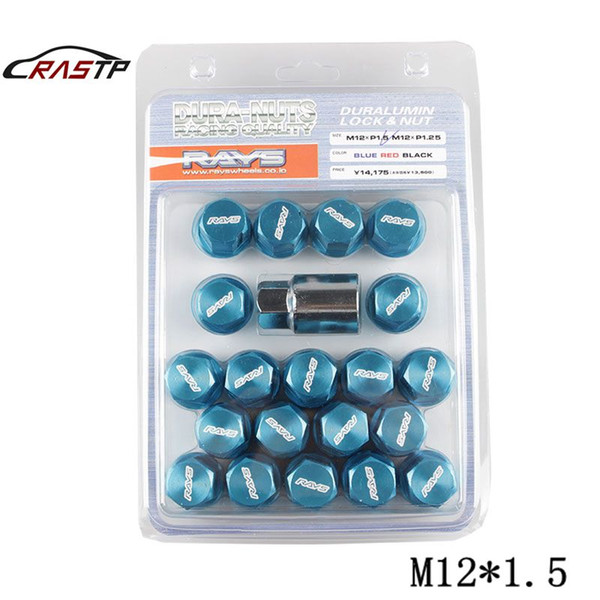 RASTP Racing Formula Wheel Lock Lug Nuts Aluminum Racing Car Length 35MM 12*1.5 Blue RS-LN005