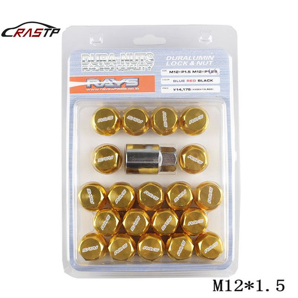 RASTP Alloy Aluminum Wheel Lock Nuts Racing Car Lug Nuts Length 35MM 12x1.5 Gold RS-LN005