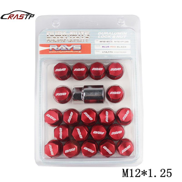 RASTP RAY Alloy Aluminum Wheel Racing Car Lug Nuts Length 35MM 12x1.25 Colorful Red RS-LN005