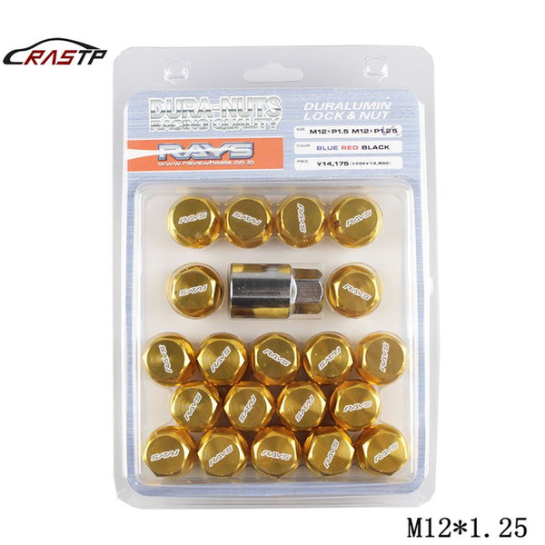 RASTP Alloy Aluminum Wheel Lock Nuts Racing Car Lug Nuts Length 35MM 12x1.25 Gold RS-LN005