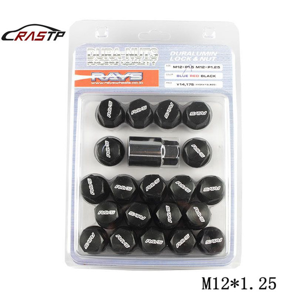 RASTP - RAYS Alloy Aluminum Wheel Lock Nuts Racing Lug Nuts Length 35MM 12x1.25 Black RS-LN005