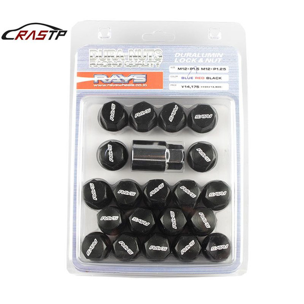 RASTP - RAYS Alloy Aluminum Wheel Lock Nuts Racing Lug Nuts Length 35MM 12x1.5 Black RS-LN005