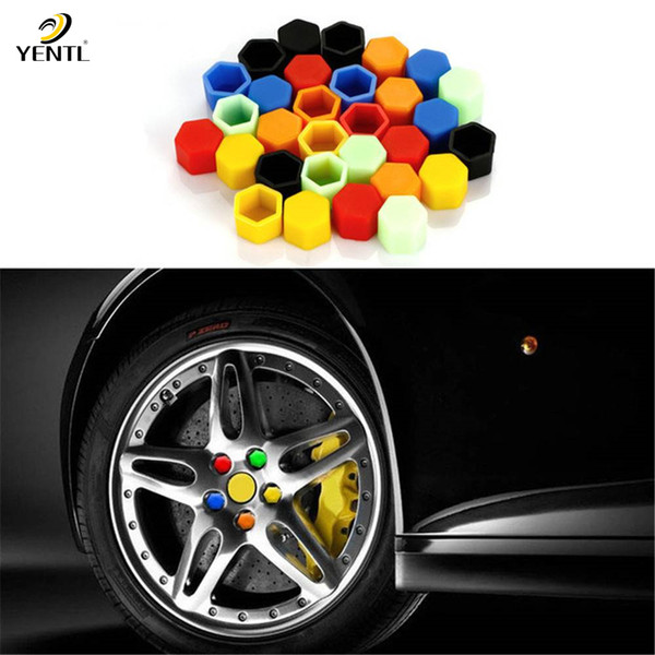 free shipping yentl 20Pcs/lot Car Silicone Luminous Wheel Hub Screw Covers Protector Caps Nut Bolt Rims Siliconel glow rubber Protective