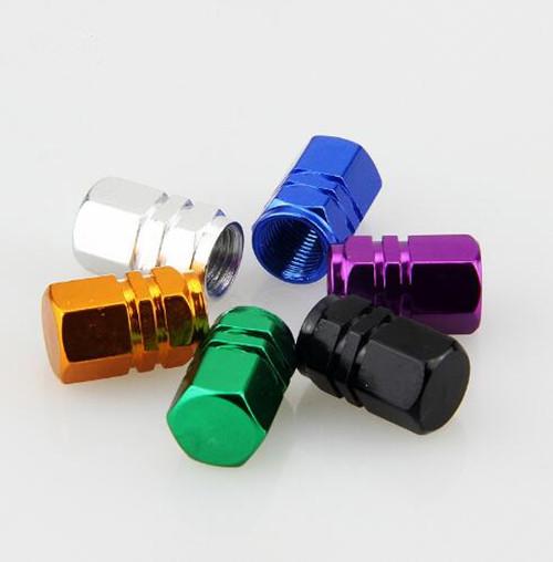 Universal Multi-color Hexagon Tire Wheel Valve Caps Aluminum Alloy Valve Air Dust Covers Color green Gold Red Blue Silvet Black purple