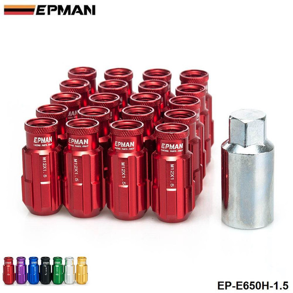 EPMAN -Racing Lug Nuts Aluminum 20PCS 12X1.5MM Open End Extenede Turner With Key For Honda Toyota Wheel Nuts Screw EP-E650H-1.5