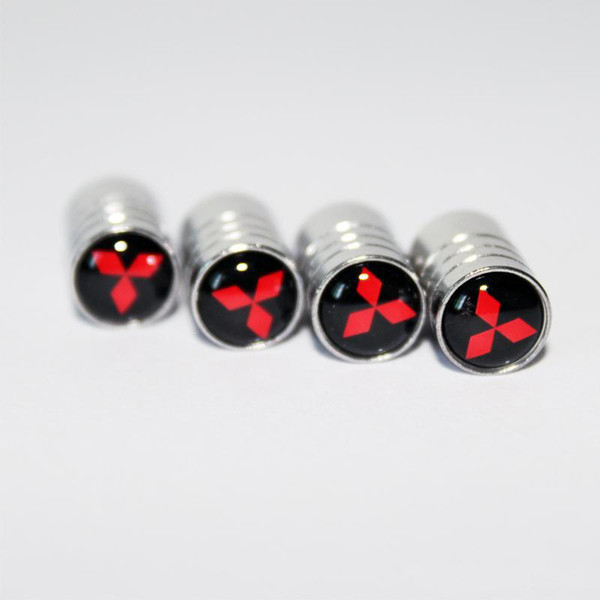 Car styling Mitsubishi LOGO Wheel Tire Valves Tyre Stem Air Caps Cover case Series Stainless Steel