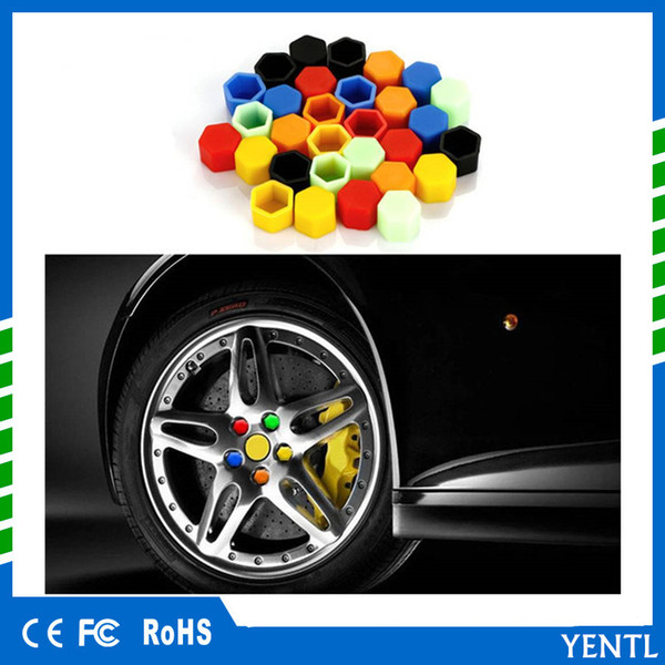 free shipping yentl 20Pcs/lot Car Silicone Luminous Wheel Hub Screw Covers Protector Caps Nut Bolt Rims Siliconel glow rubber Protective