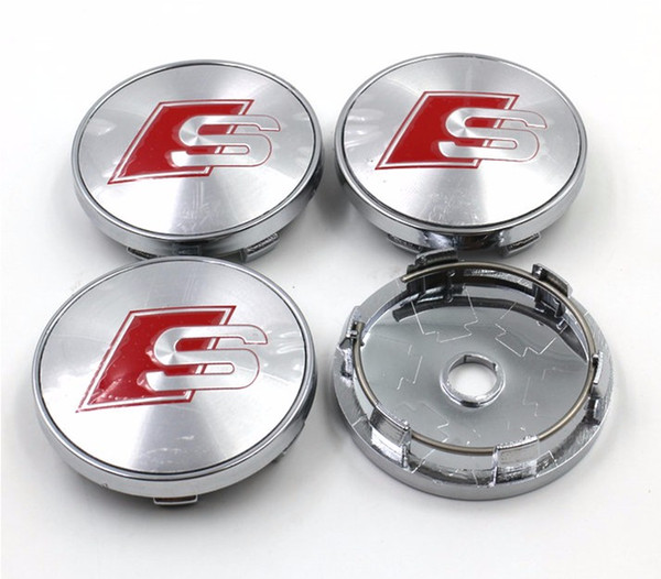 car styling,4pcs 60mm RS logo Car Wheel Hub Cap Center Caps Emblem Badge For AUDI A3 A4 A5 A6 A7 A8 S3 S4 S5 S6 S7