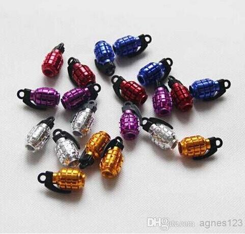 20pieces/lot Aluminum Grenade Design Car Motorcycle Bike Tire Tyre Valve Dust Caps 5 Colors top sale free shipping