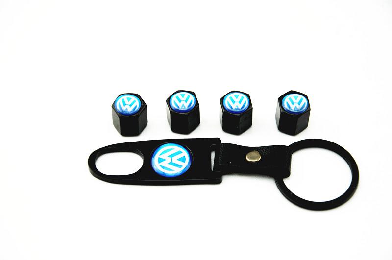 Rims Accessories Volkswagen vw valve cock Car Tire Tyre Wheel Valve Stems Caps Cover Wrench Keychain Set for decorate Wheels