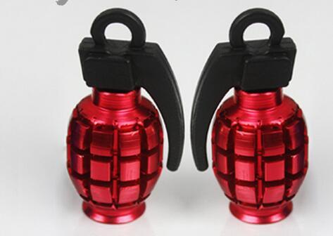 Free Shipping Blue Red Car Motorcycle Bike Metal Grenade Design Tire Tyre Valve Dust Valve Caps