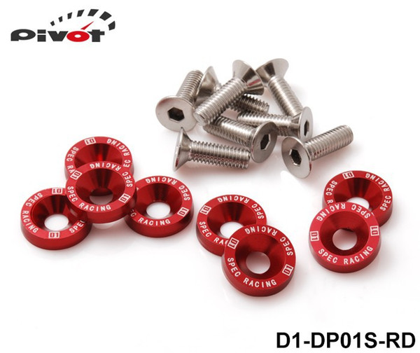 Pivot - D1 Spec 8 Pcs M6 x 20 Headlights Bumpers Fender Washers Kit Bolt Screw Engine Red Color Fit For HONDA D1-DP01S-RD