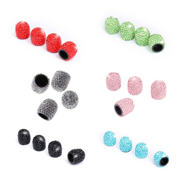 2019 New 4PCS Set Car Tire Cap Air Sealing Cap crystal Diamond Universal Valve Core Cap Car Decoration Car Accessories Auto Products