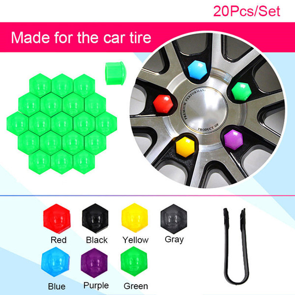 20pcs Vehicle Car Wheel Lug Bolt Nut Covers Caps Removal Tool Rims Exterior Decor Socket Protect SSA60