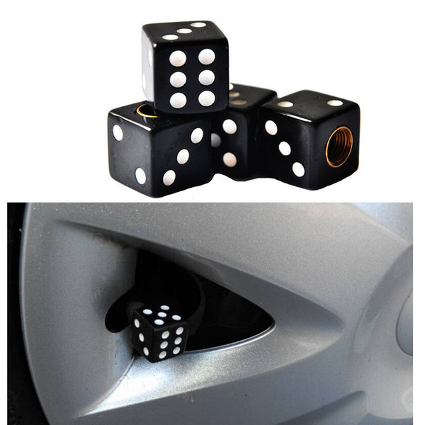 High quality 4PCS/lot multicolor Dice Styling Shape Car Air Valve Caps Tyre Wheel Stem Truck Motocycle Cover Auto Accessories