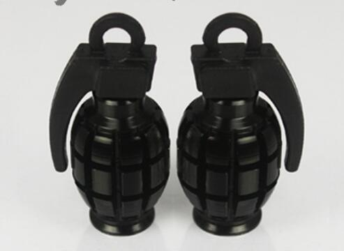 Black Free Shipping Car Auto Bike Metal Grenade Design Tire Tyre Valve Dust Valve Caps