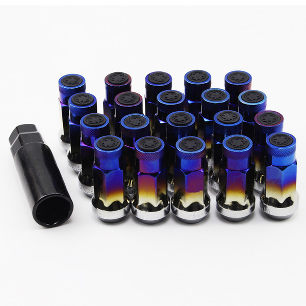 48mm Steel Open End Strong Titanium Blue Racing Wheel Lug Nuts