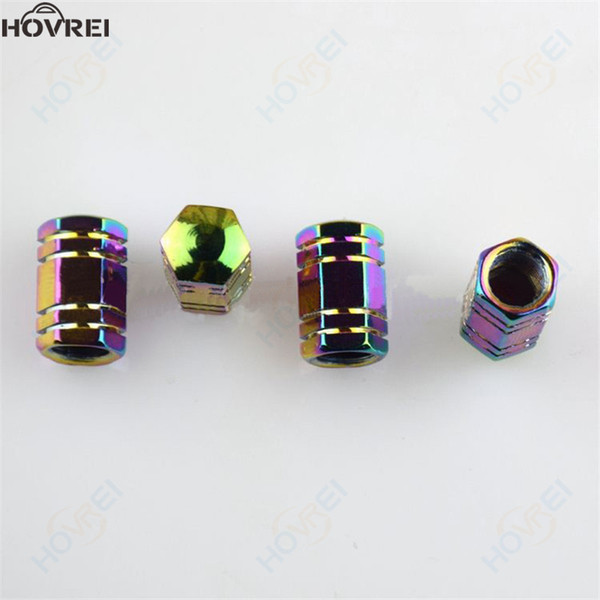 50pcs/lot Colorful Hexagonal Aluminum Alloy Car Tire Valve Stem Cap Cover Motorcycle Bike American Valve Caps Car Accessories