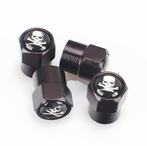 Skull Black Typer Mini Metal Tire Valve Valves Tyre Dust Cap Caps MT Car Badge Emblem Badges general tire valve Automobile valve cap