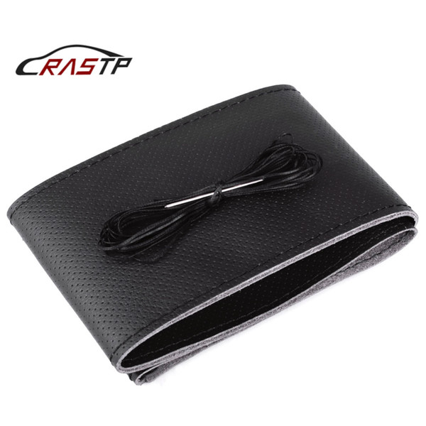 RASTP-Auto Accessories Car Steering Wheel Cover 38cm Micro Fiber Leather DIY Braid On The Steering Wheel Black RS-STW014-Hole