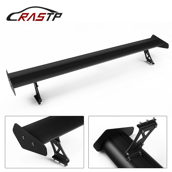 RASTP-New Universal 53.15'' Adjustable Lightweight Aluminum Rear Car Sedan GT Wing Racing Spoiler Black RS-LTB158