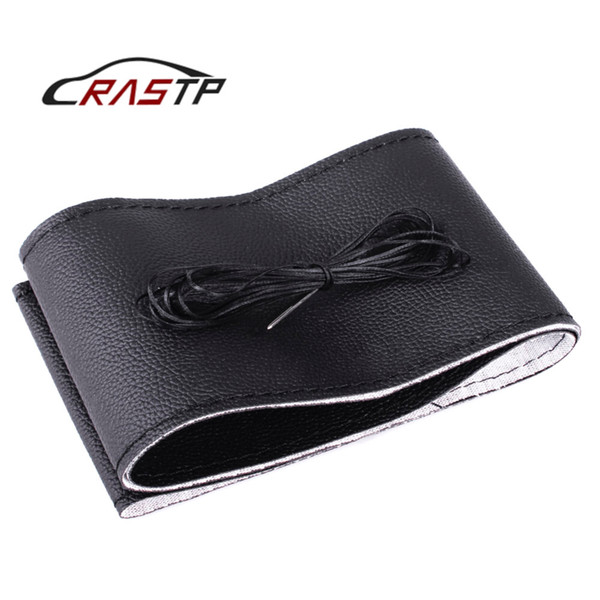 RASTP-Diameter 37cm/38cm DIY Steering Wheel Covers with Needle and Thread Soft Leather Car Accessories Black RS-STW014-Normal